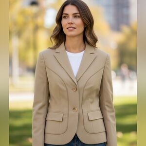 Holt Renfrew - Tan Women's Blazer - Elevated office Chic - Neutrals - Size 6